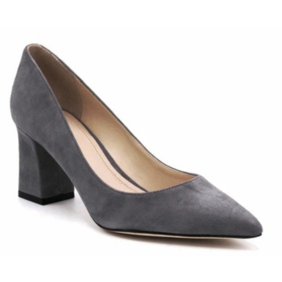 🍂 GRAY SUEDE MARC FISHER BLOCK HEELS - Picture 1 of 5
